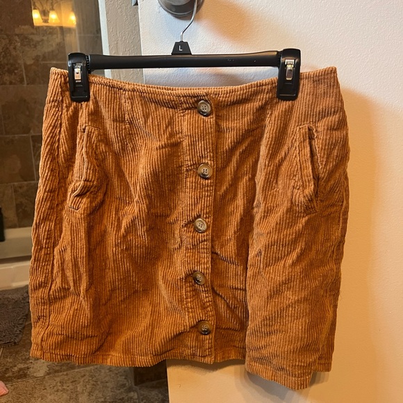 Tan Brown Corduroy Button Mini Skirt YMI Jeans Size 9 Large - Picture 2 of 4
